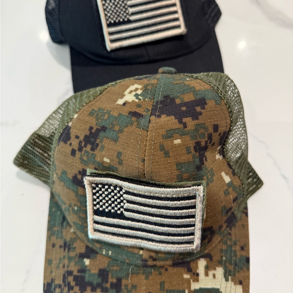2 American flag hats